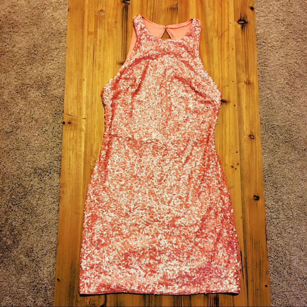 Peach Pink Sequin Dress